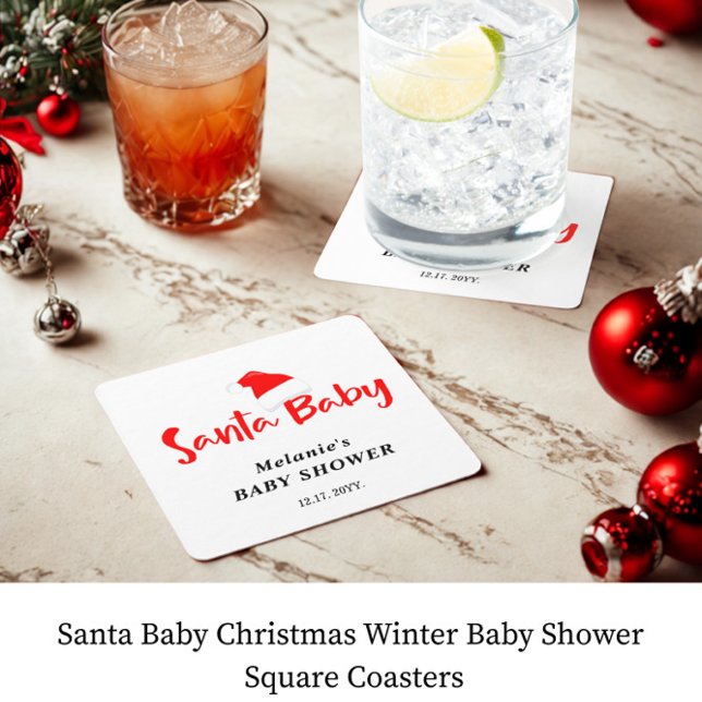 Santa Baby Christmas Winter Baby Shower  Underlägg Papper Kvadrat (Skapare uppladdad)