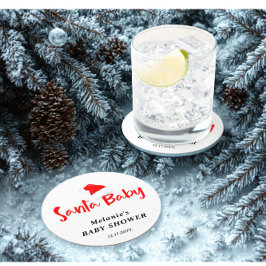 Santa Baby Christmas Winter Baby Shower  Underlägg Papper Rund