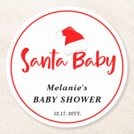 Santa Baby Christmas Winter Baby Shower  Underlägg Papper Rund