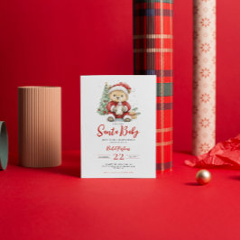 Santa Baby Cute Bear-julskuva Baby Shower Inbjudningar