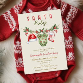 Santa Baby cute clothes Christmas baby shower Inbjudningar