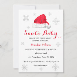 Santa Baby December Winter Red Baby-duschen Inbjudningar
