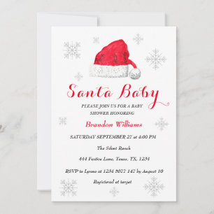 Santa Baby December Winter Red Baby-duschen Inbjudningar
