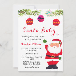 Santa Baby December Winter Red Baby-duschen Inbjudningar