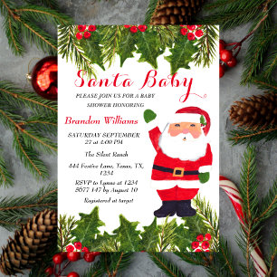 Santa Baby December Winter Red Baby-duschen Inbjudningar