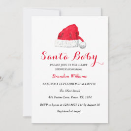 Santa Baby December Winter Red Baby-duschen Inbjudningar