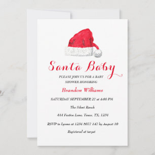 Santa Baby December Winter Red Baby-duschen Inbjudningar