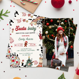 Santa Baby Disco Boll,, babyfoto för julgranar Inbjudningar