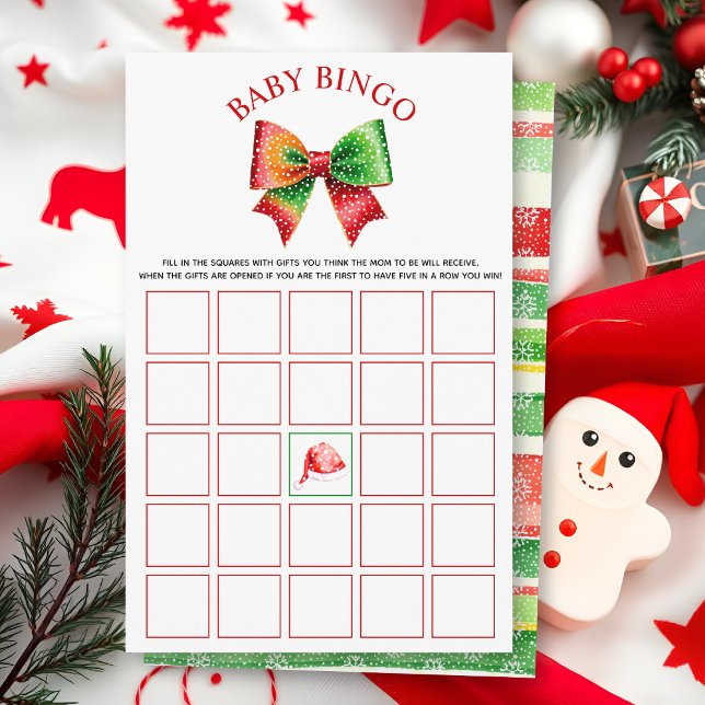Santa Baby duschtågbåge, Santa mössa Baby Bingo sp Flygblad (Skapare uppladdad)