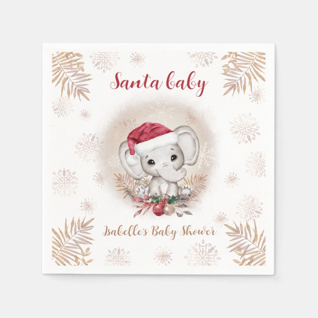 Santa Baby Elephant jul Baby Shower Napkins Pappersservett (Framsidan)