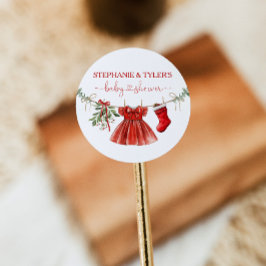 Santa Baby Flickor Vinter Jul Babyshower Runt Klistermärke