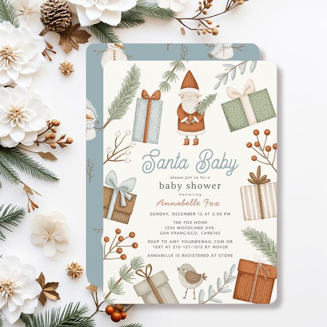 Santa Baby Gift Boxes Helgdag Boy Shower Inbjudningar (Skapare uppladdad)