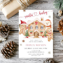 Santa Baby Gingerbread Boy Christmas Baby Shower