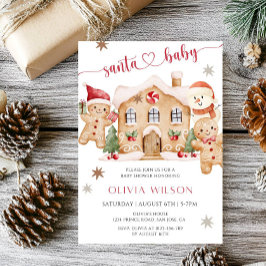 Santa Baby Gingerbread Boy Christmas Baby Shower  Inbjudningar