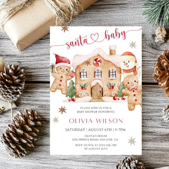 Santa Baby Gingerbread Boy Christmas Baby Shower  Inbjudningar (Skapare uppladdad)