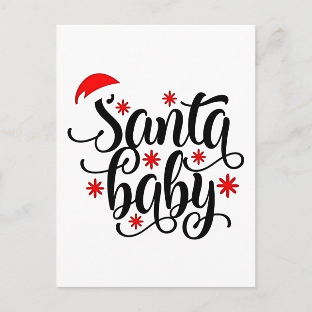 Santa Baby Graviditetsannonsering Jul Santa Inbjudan Vykort (Framsida)