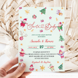 Santa Baby Grönsaklighet Baby Shower Inbjudningar