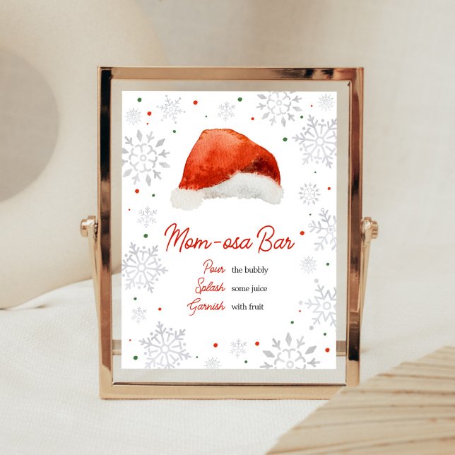 Santa Baby Hat Mamma Osa Pub Poster (Gender Neutral Santa Hat Baby Shower Mom Osa Bar Sign)