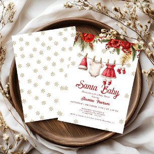 Santa Baby Holiday Winter Baby Tyg baby shower Inbjudningar