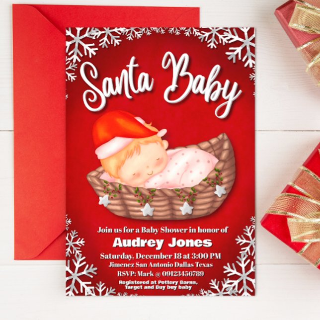 Santa Baby - inbjudan till babyskabinje (Santa Baby - Baby Shower Invitation)