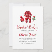 Santa Baby Jul Baby Babyshower Inbjudan