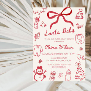 Santa Baby Jul Baby Shower-fest Inbjudningar