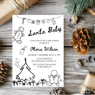 Santa Baby Jul Baby Shower Festlighet Inbjudningar