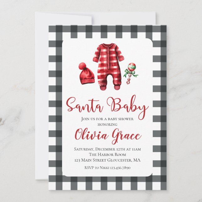 Santa Baby Jul Baby Shower Inbjudan (Framsida)