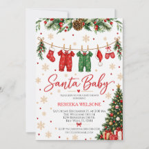 Santa Baby Jul Baby Shower Inbjudan