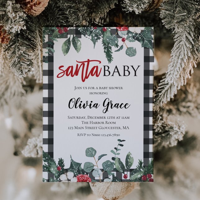 Santa Baby Jul Baby Shower Inbjudningar (Skapare uppladdad)