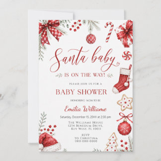 Santa Baby Jul Baby Shower Inbjudningar