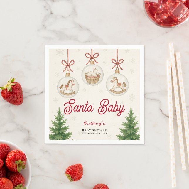 Santa Baby Jul Baby Shower  Pappersservett (Insitu)