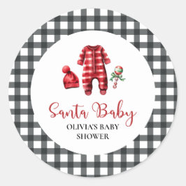 Santa Baby Jul Baby Shower Runt Klistermärke