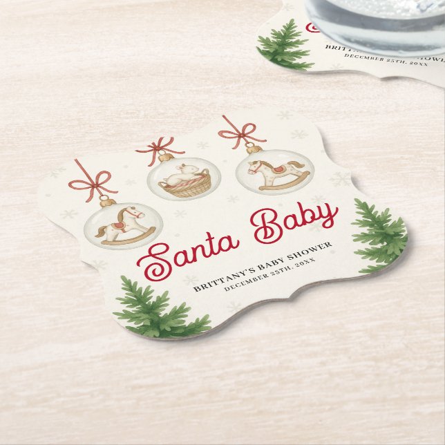 Santa Baby Jul Baby Shower  Underlägg Papper (Vinklad)