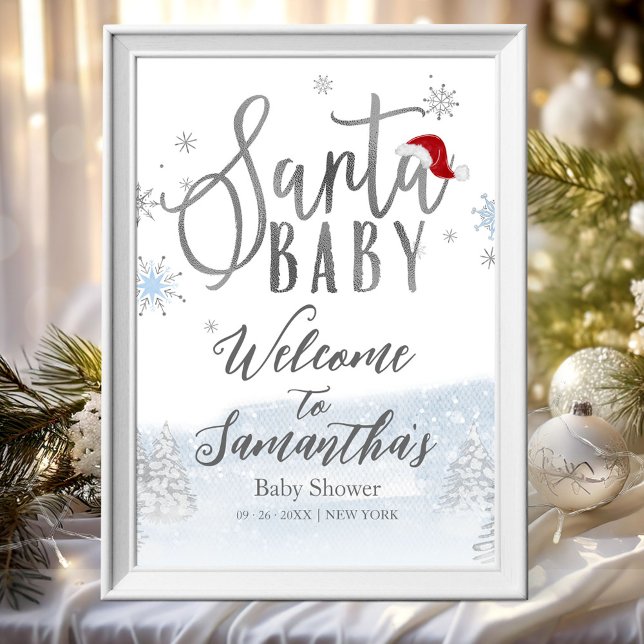 Santa Baby Jul Baby Shower Välkomstskylt Poster (Skapare uppladdad)