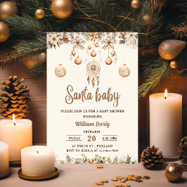 Santa Baby Jul Blommig Jul Bebis Shower Inbjudningar