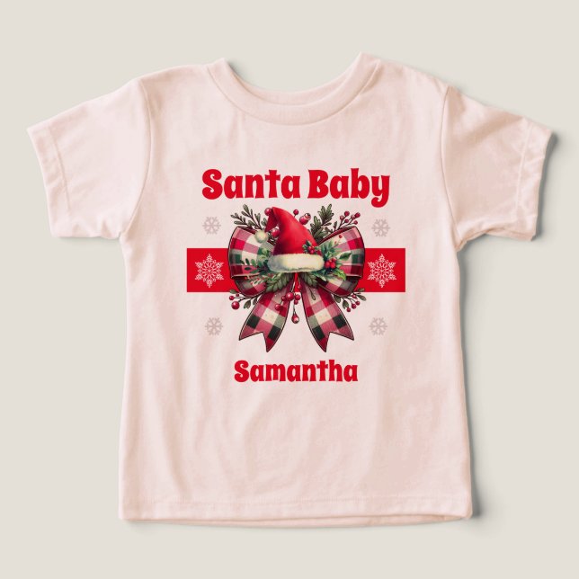 Santa Baby jul Coquette Bow T Shirt (Design Framsida)