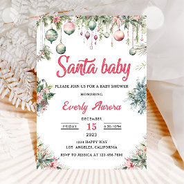 Santa Baby jul florala baby shower Inbjudningar