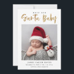 Santa Baby jul, Helgdag, fotoutställning av Baby,  Meddelande<br><div class="desc">Söt julkort för multifoto-födelseannonsering med ett faux guld glitter-typografi där det står "träffa vår Santa Baby". Du kan lägga till totalt 4 nyfödda bilder på framsidan och baksidan. Underbar för både pojke och flickor.</div>
