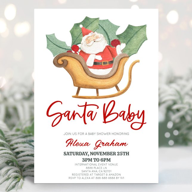 Santa Baby jul Holly Jultomten Baby Shower Inbjudningar (Skapare uppladdad)