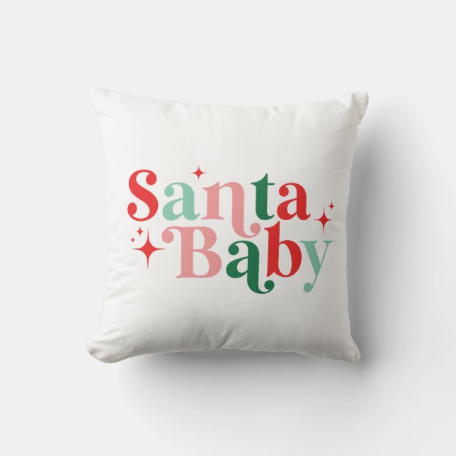 Santa Baby jul modern färgrik font Kudde (Framsida)