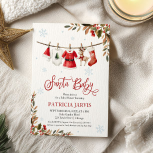 Santa Baby Jul Tjej Baby Shower Inbjudningar