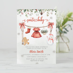 Santa Baby Jul Tjej Kläder Baby Shower Inbjudningar