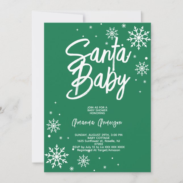 santa baby jul vinter baby shower inbjudningar (Framsida)
