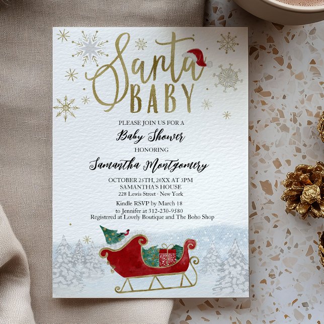Santa Baby Jul Vinter Baby Shower Inbjudningar (Skapare uppladdad)