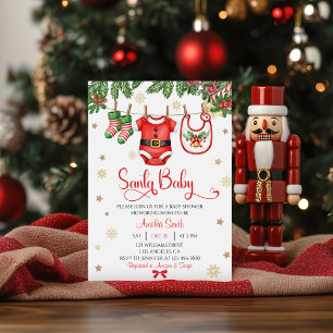 Santa Baby Julbaby Babyshower Inbjudan