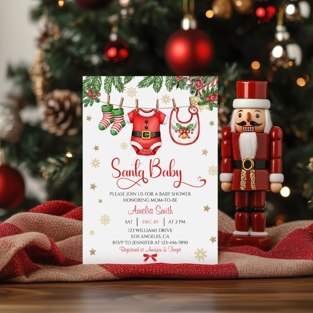 Santa Baby Julbaby Babyshower Inbjudan (Skapare uppladdad)