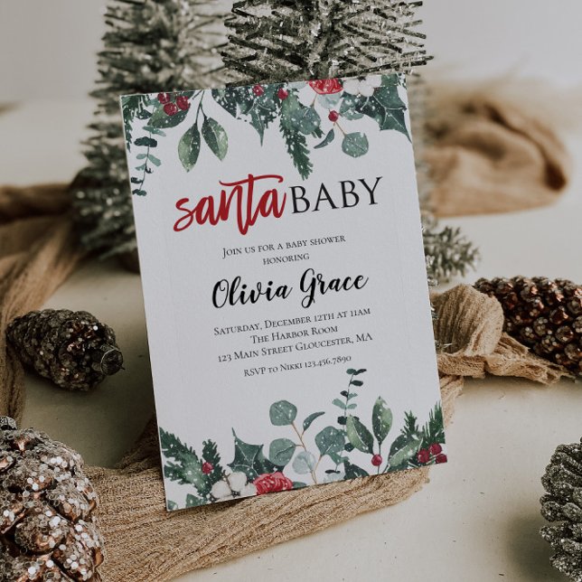 Santa Baby Julbaby Babyshower Inbjudan 2 (Skapare uppladdad)