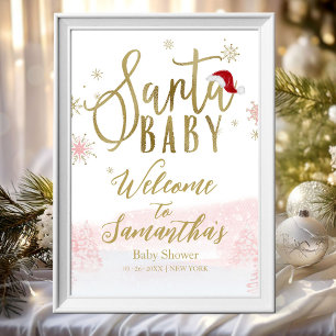 Santa Baby Julbaby Babyshower Välkomstskylt Poster
