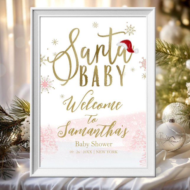 Santa Baby Julbaby Babyshower Välkomstskylt Poster (Skapare uppladdad)